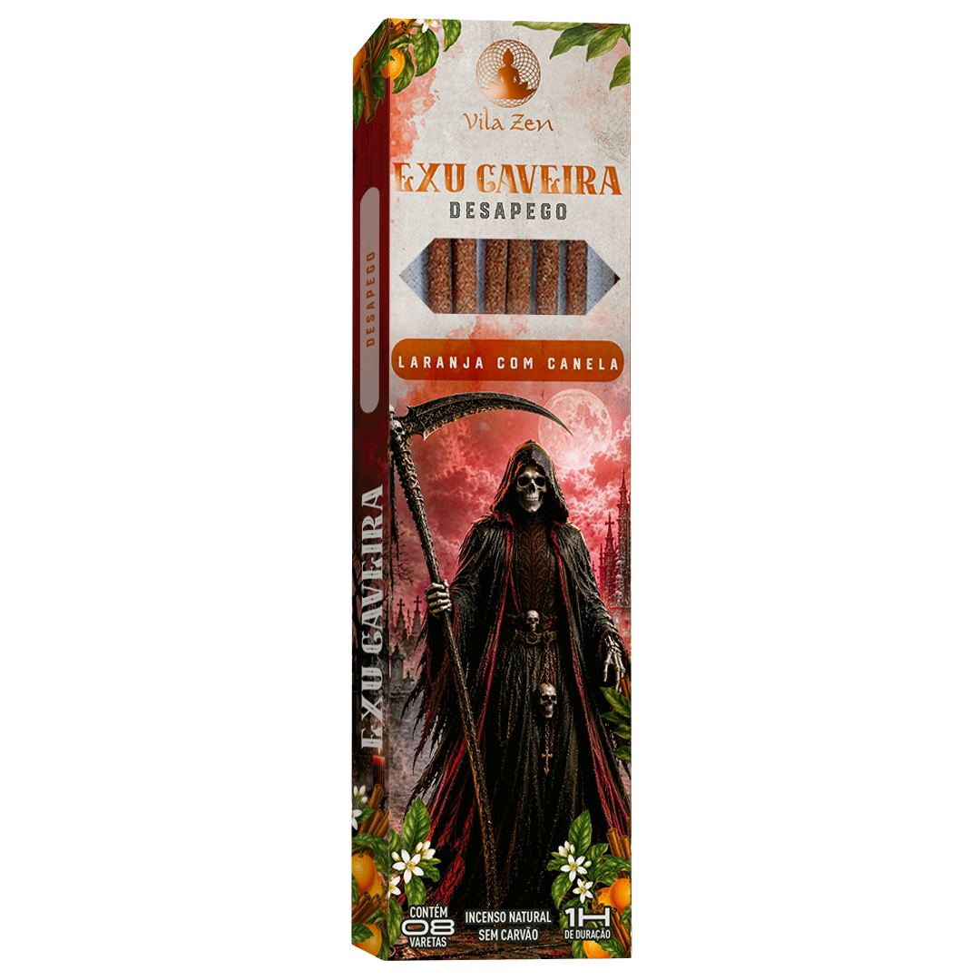 Incenso Vila Zen Linha Umbanda - Exu Caveira - Laranja com Canela
