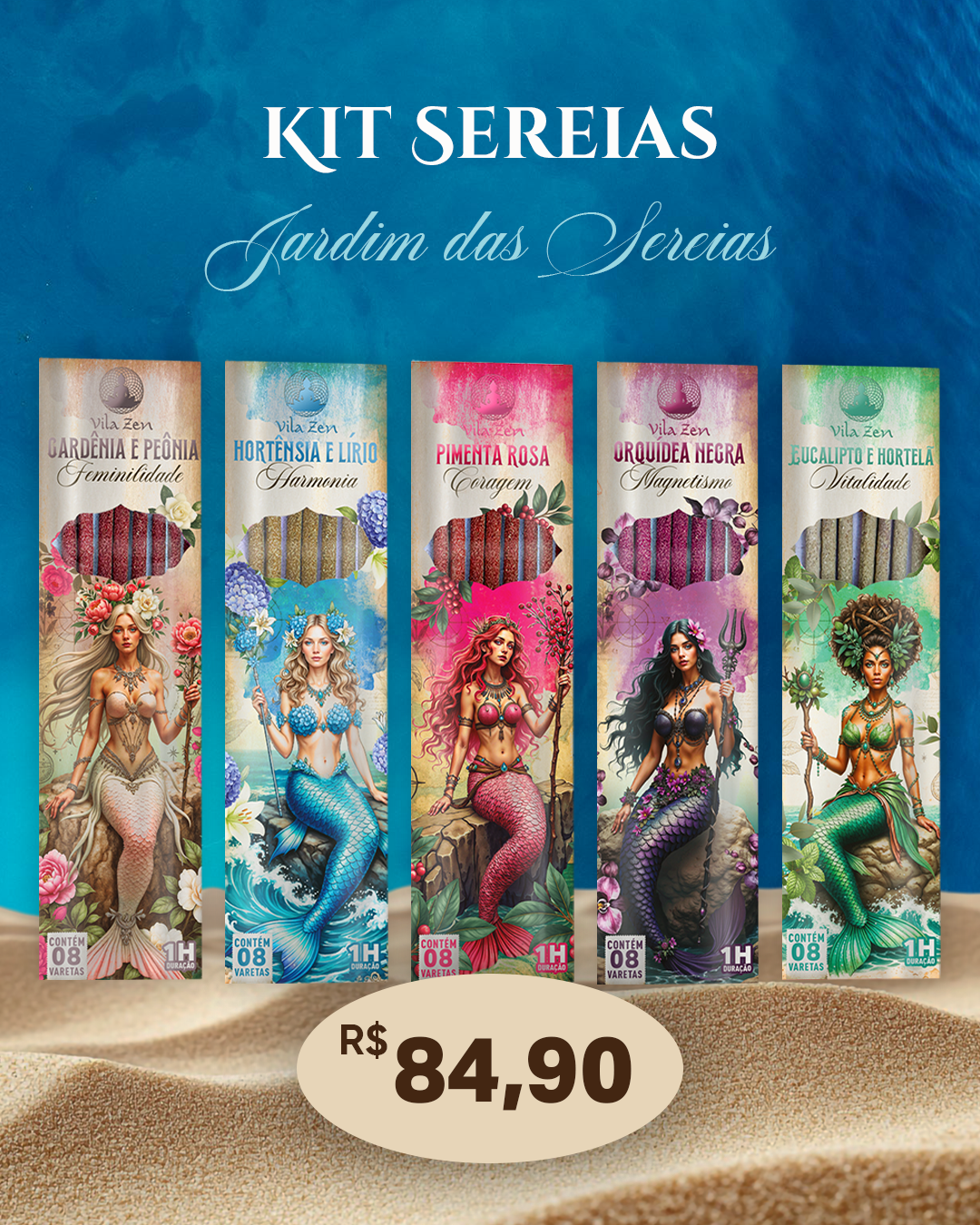 Kit 5 Sereias - Jardim das Sereias