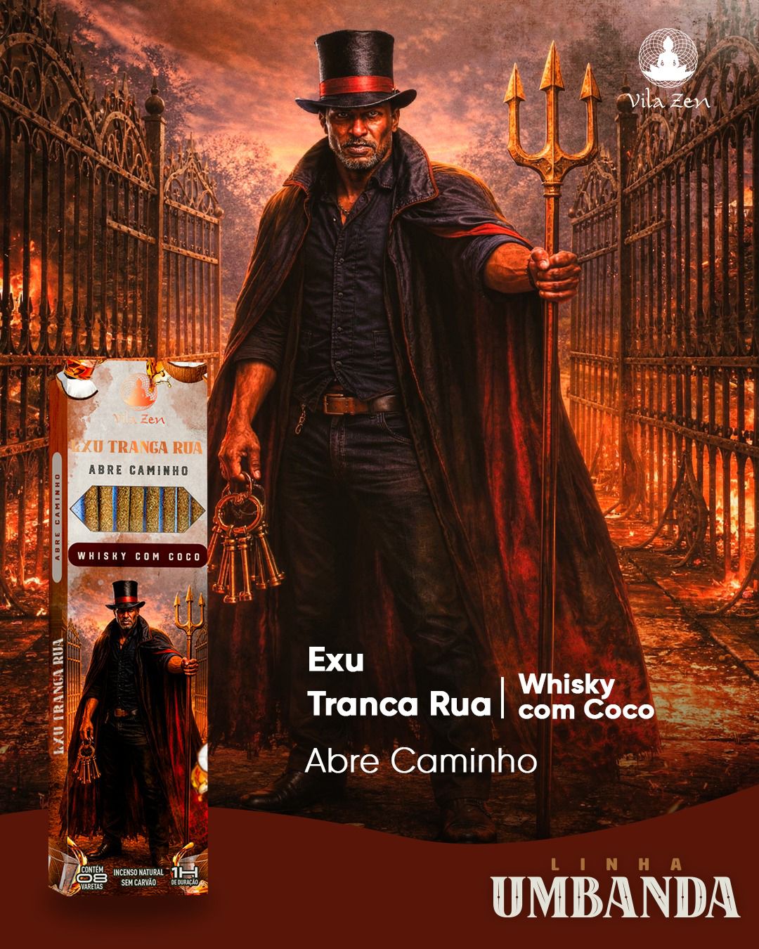 Incenso Vila Zen Linha Umbanda - Exu Tranca Rua - Whisky e Coco