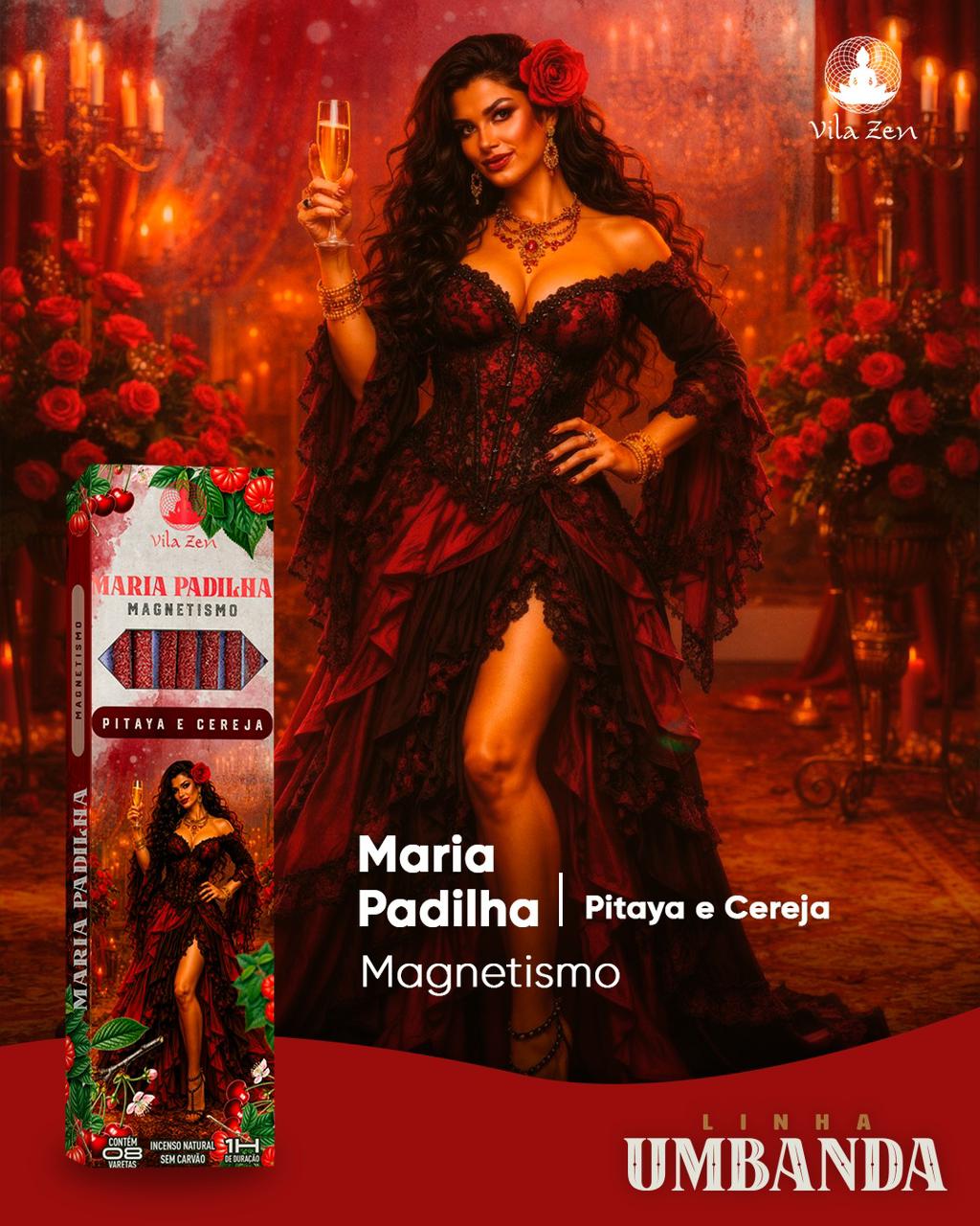 Incenso Vila Zen Linha Umbanda - Maria Padilha - Pitaya e Cereja