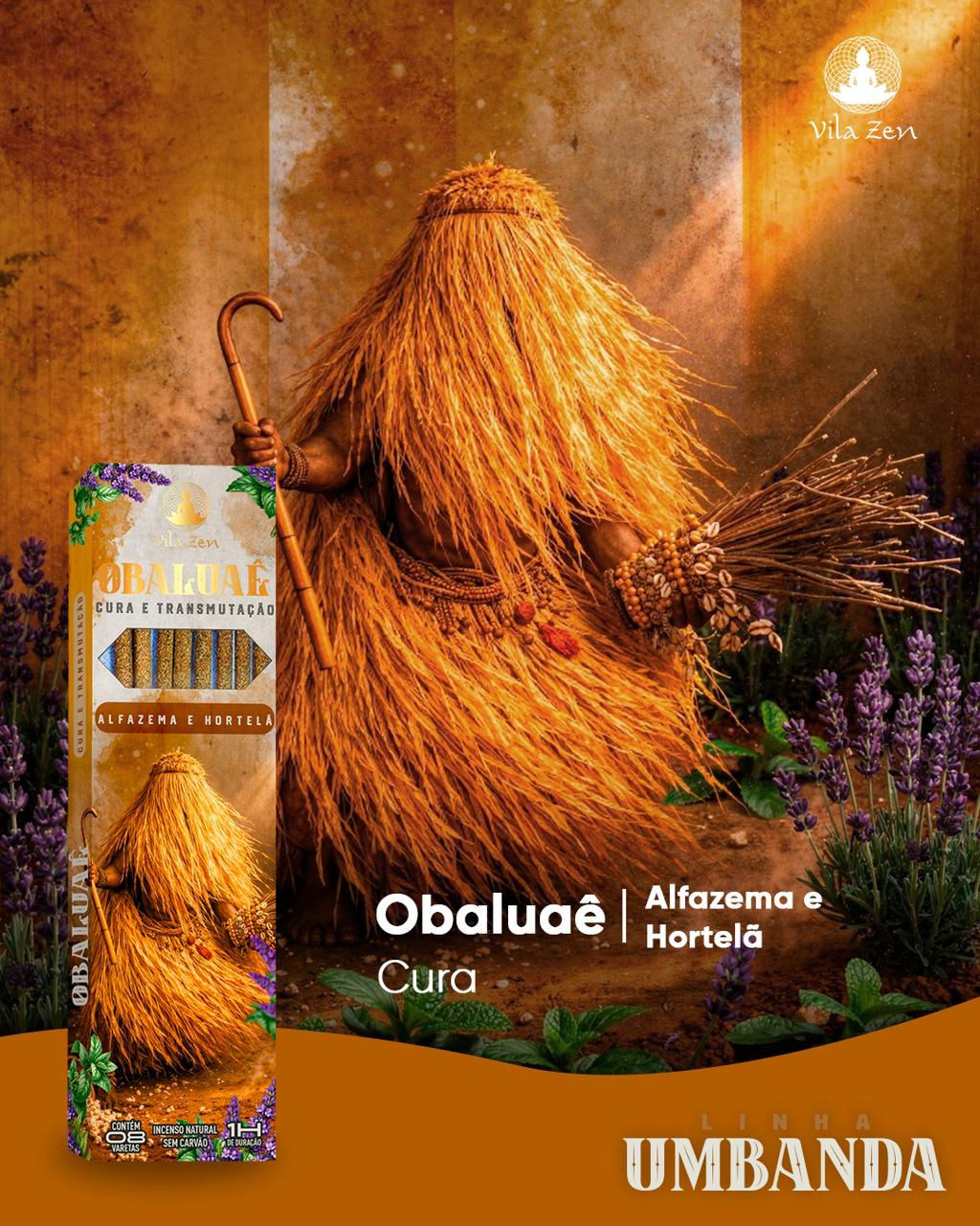 Incenso Vila Zen Linha Umbanda - Obaluaê - Alfazema e Hortelã