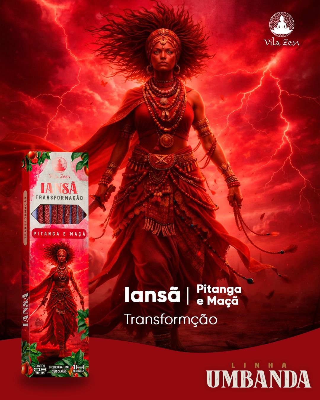 Incenso Vila Zen Linha Umbanda - Iansã - Pitanga e Maçã