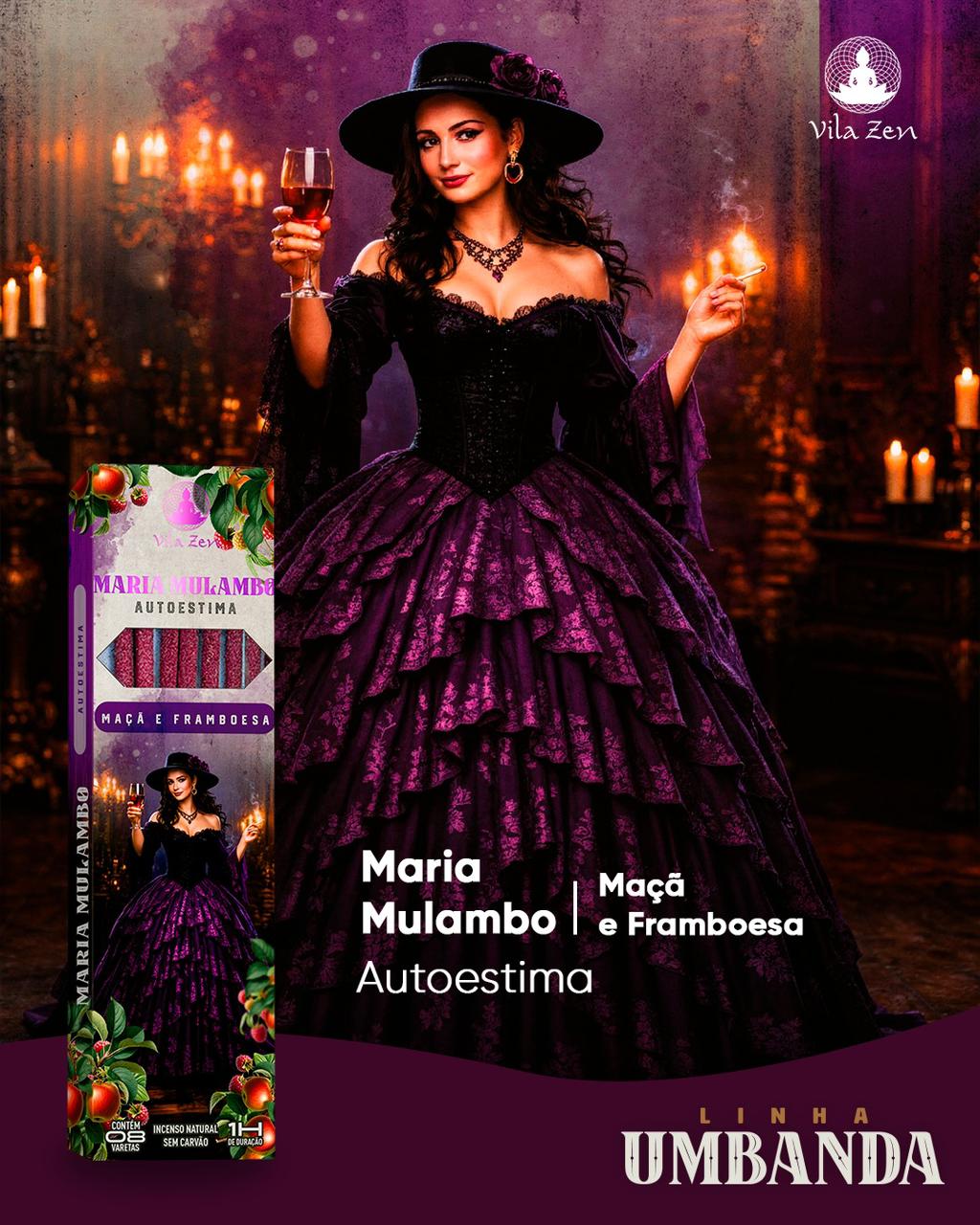 Incenso Vila Zen Linha Umbanda - Maria Mulambo - Maçã e Framboesa