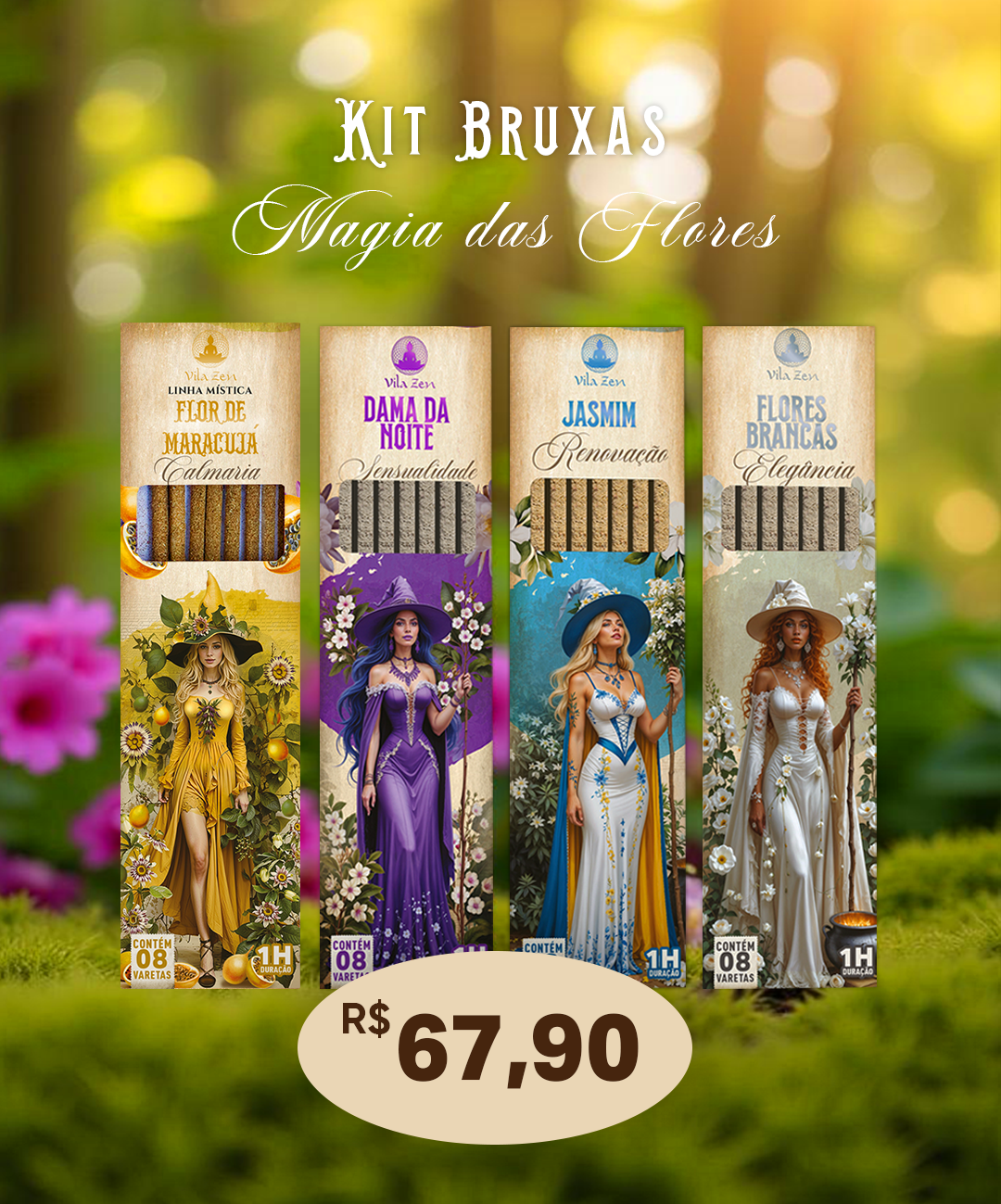 Kit 4 Bruxas - Magia das Flores