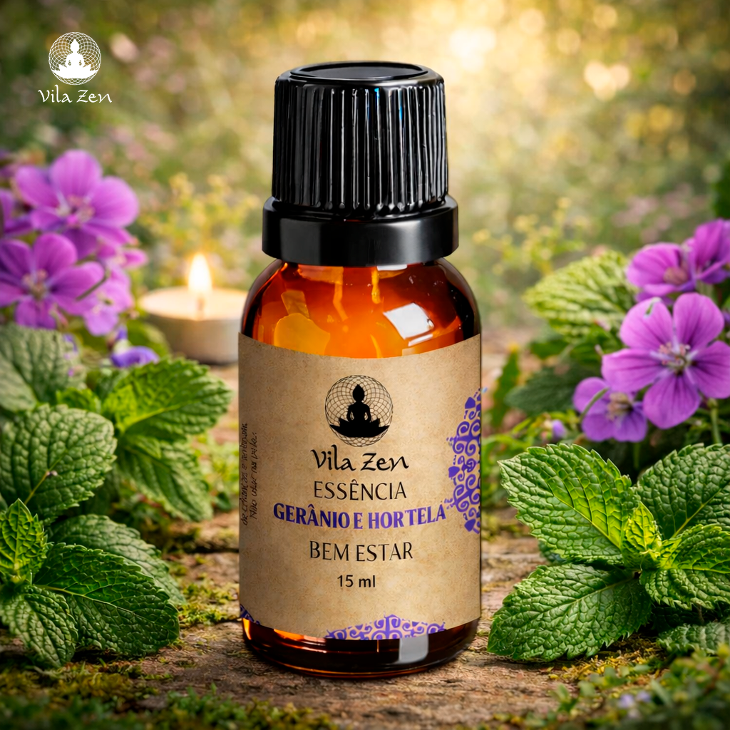 Essência Aromática Vila Zen - Gerânio e Hortelã - 15 ml